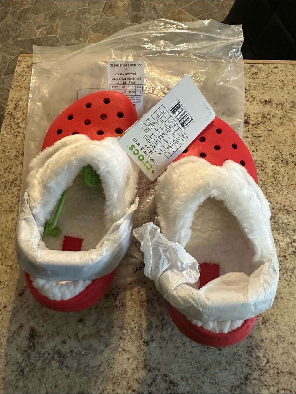 CROCS Kids Classic Lined Clog in Red with White Lining